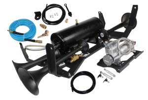 Chevrolet Sierra Onboard Air System with Train Horns - Kleinn Air Horns - Model 730 with Waterproof Compressor and 3-Gallon Tank - `07-`13 Chevrolet Sierra Onboard Air System with Train Horns - Kleinn Air Horns - Model 730 with Waterproof Compressor and 3-Gallon Tank - `07-`13